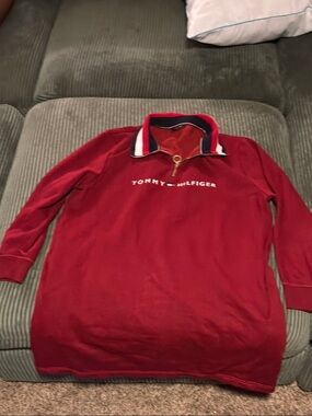 Tommy Hilfiger Red Half-Zip Dress with Trim